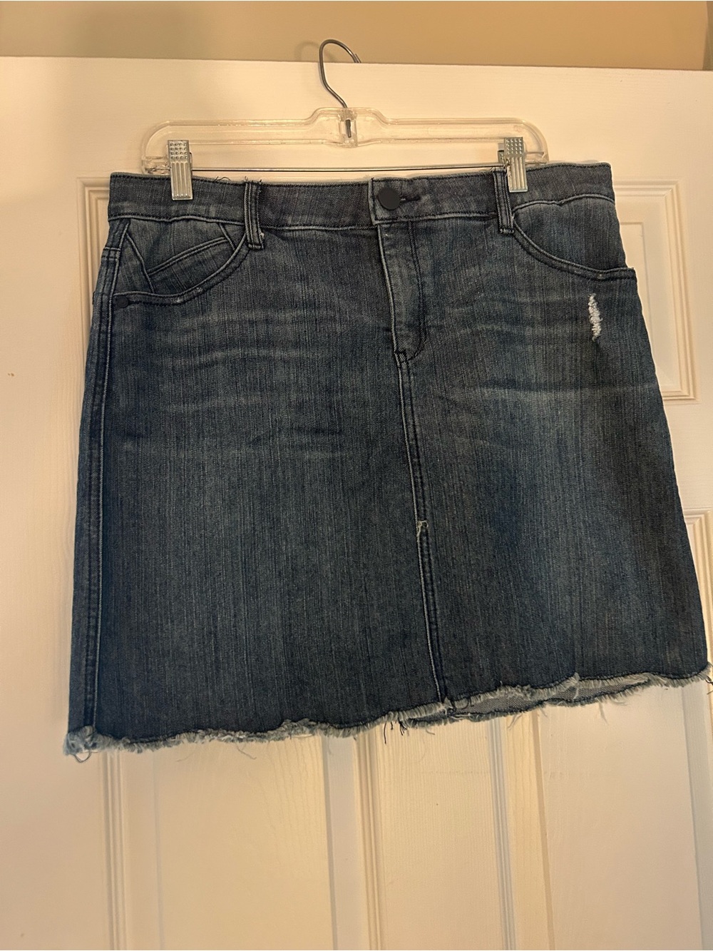 Democracy Dark Blue Denim Mini Skirt with Raw Hem